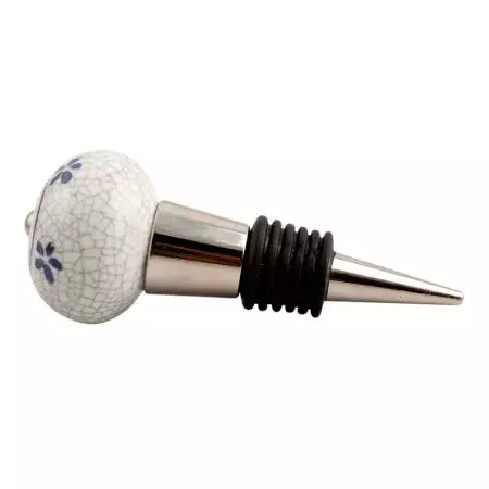Blue Tiny Flower Crackle Ceramic Wine Stopper